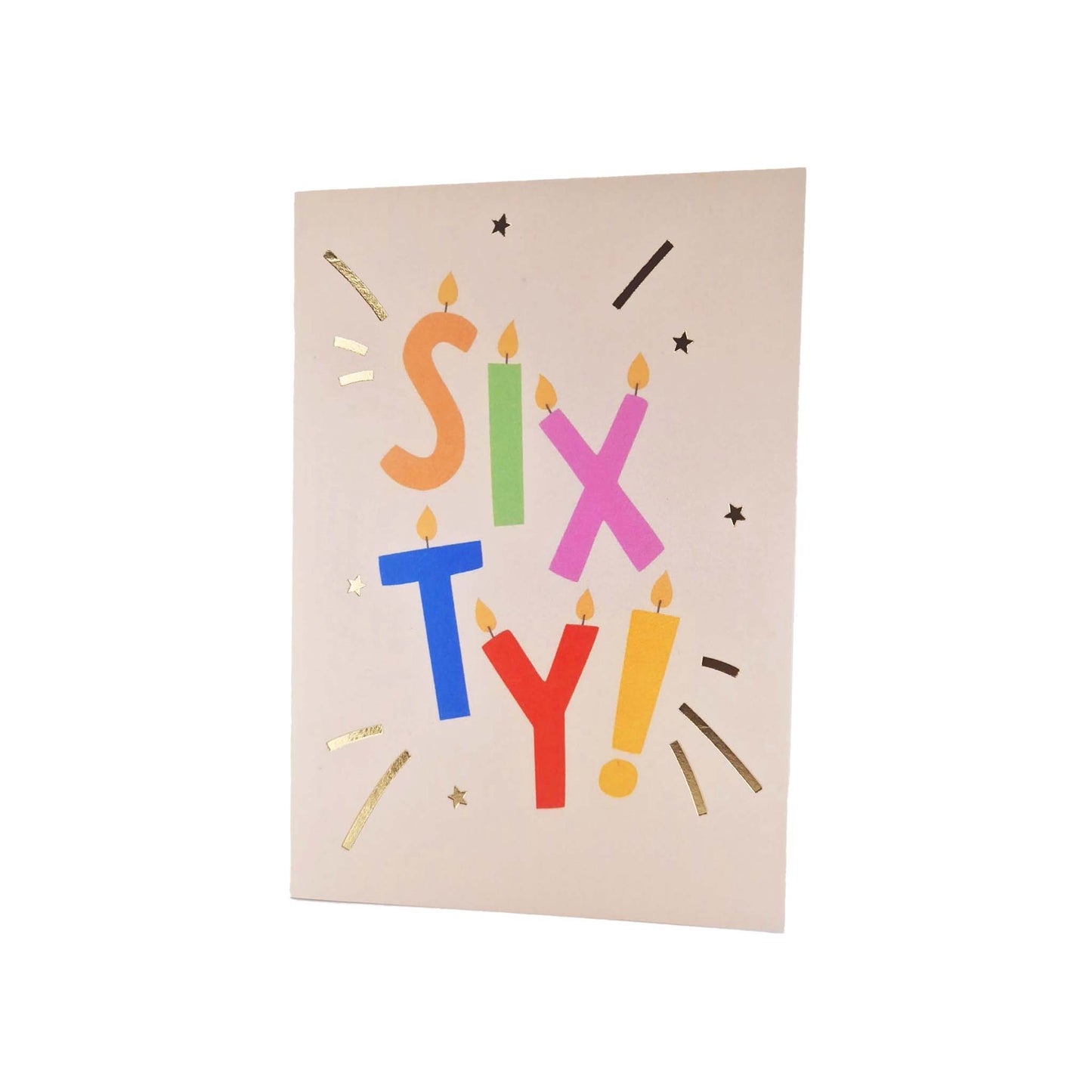 Gold Foiled Sixty! Letter Candles Birthday Card