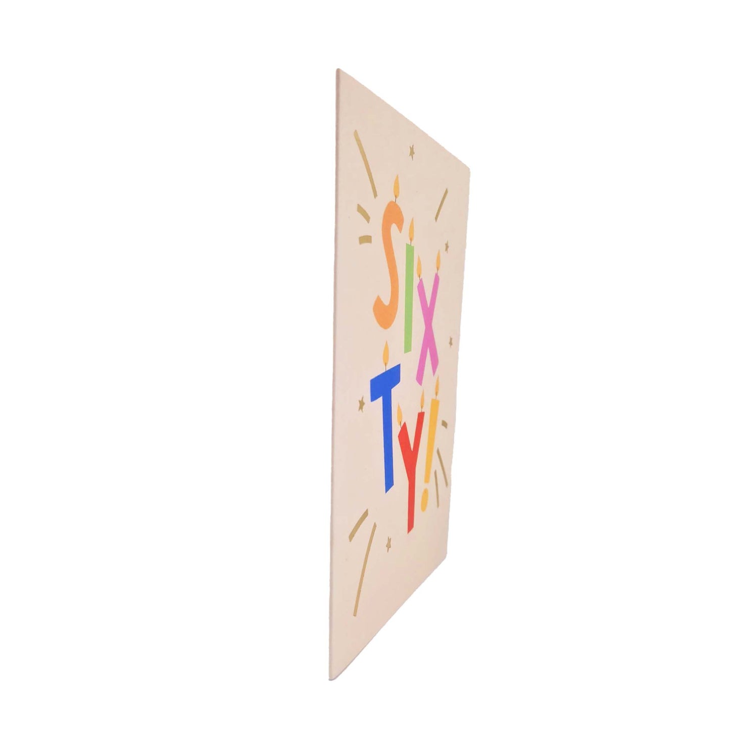 Gold Foiled Sixty! Letter Candles Birthday Card