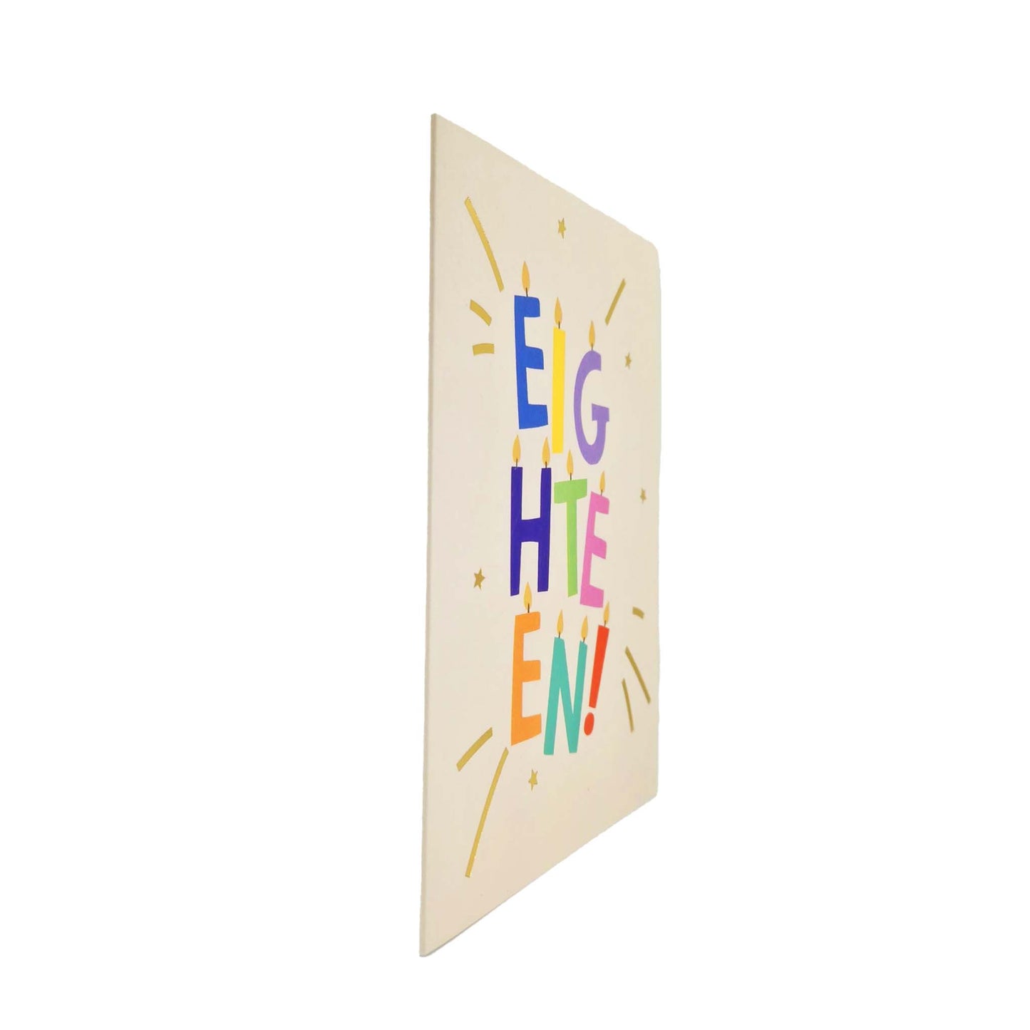Gold Foiled Eighteen! Letter Candles Birthday Card