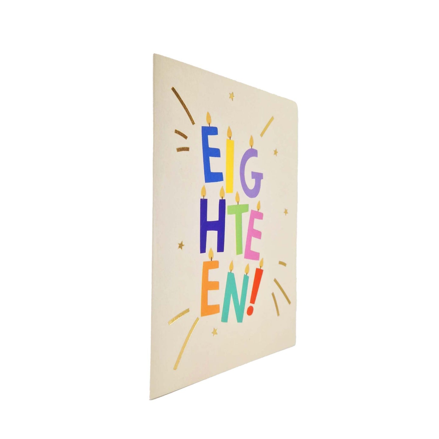 Gold Foiled Eighteen! Letter Candles Birthday Card