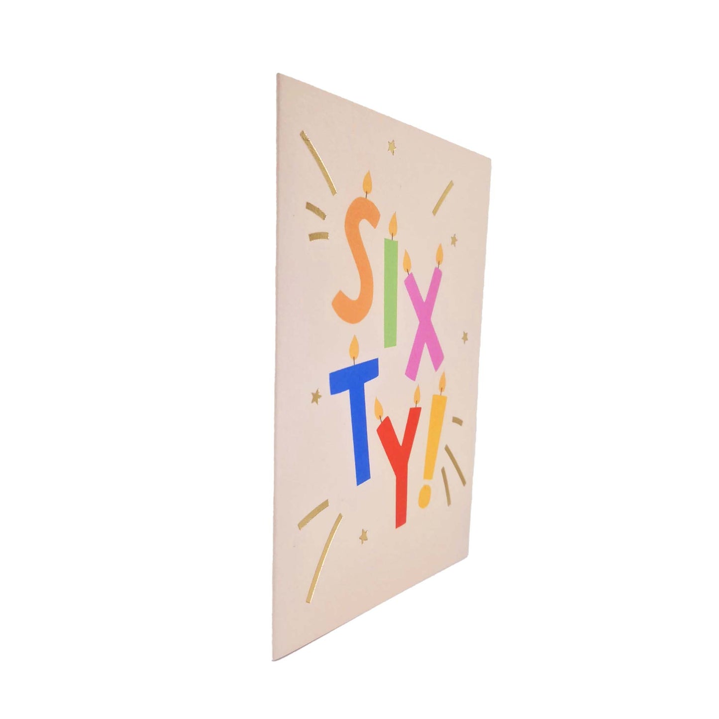 Gold Foiled Sixty! Letter Candles Birthday Card