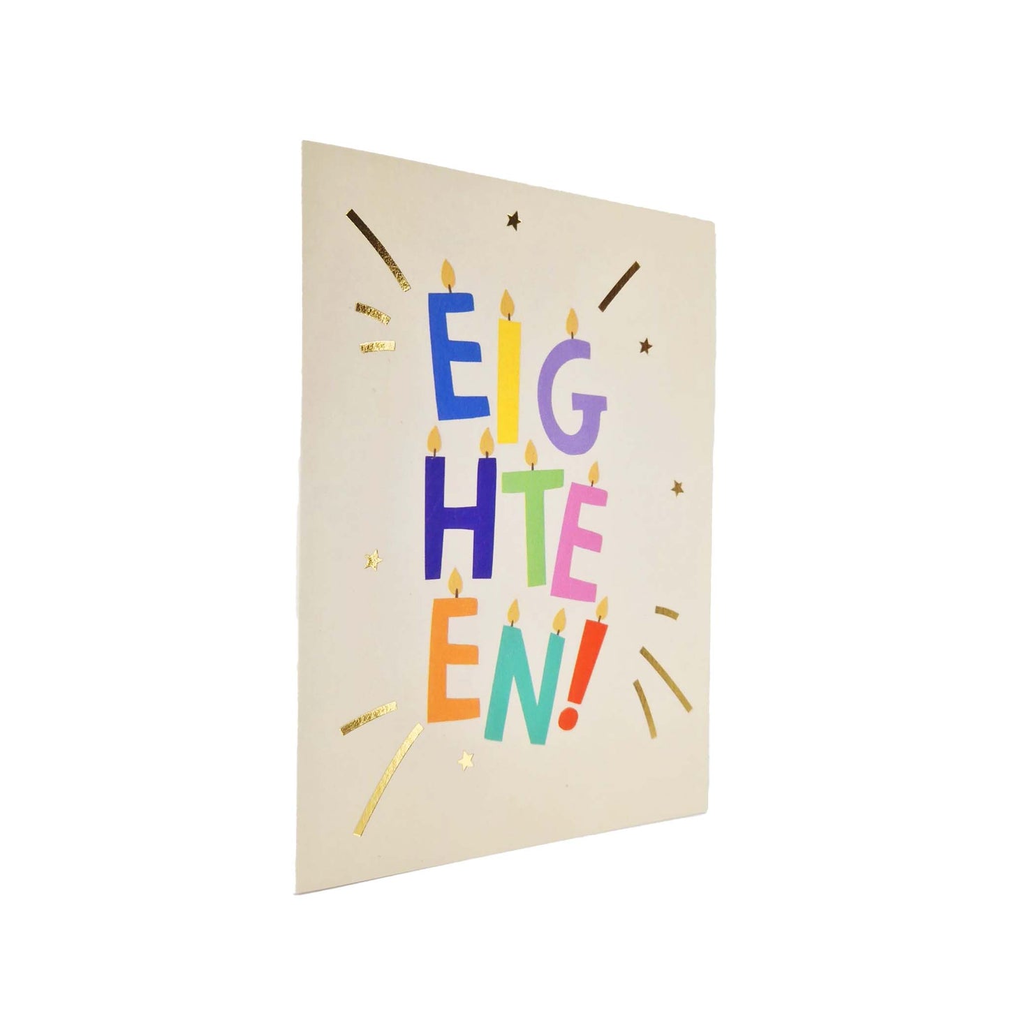 Gold Foiled Eighteen! Letter Candles Birthday Card