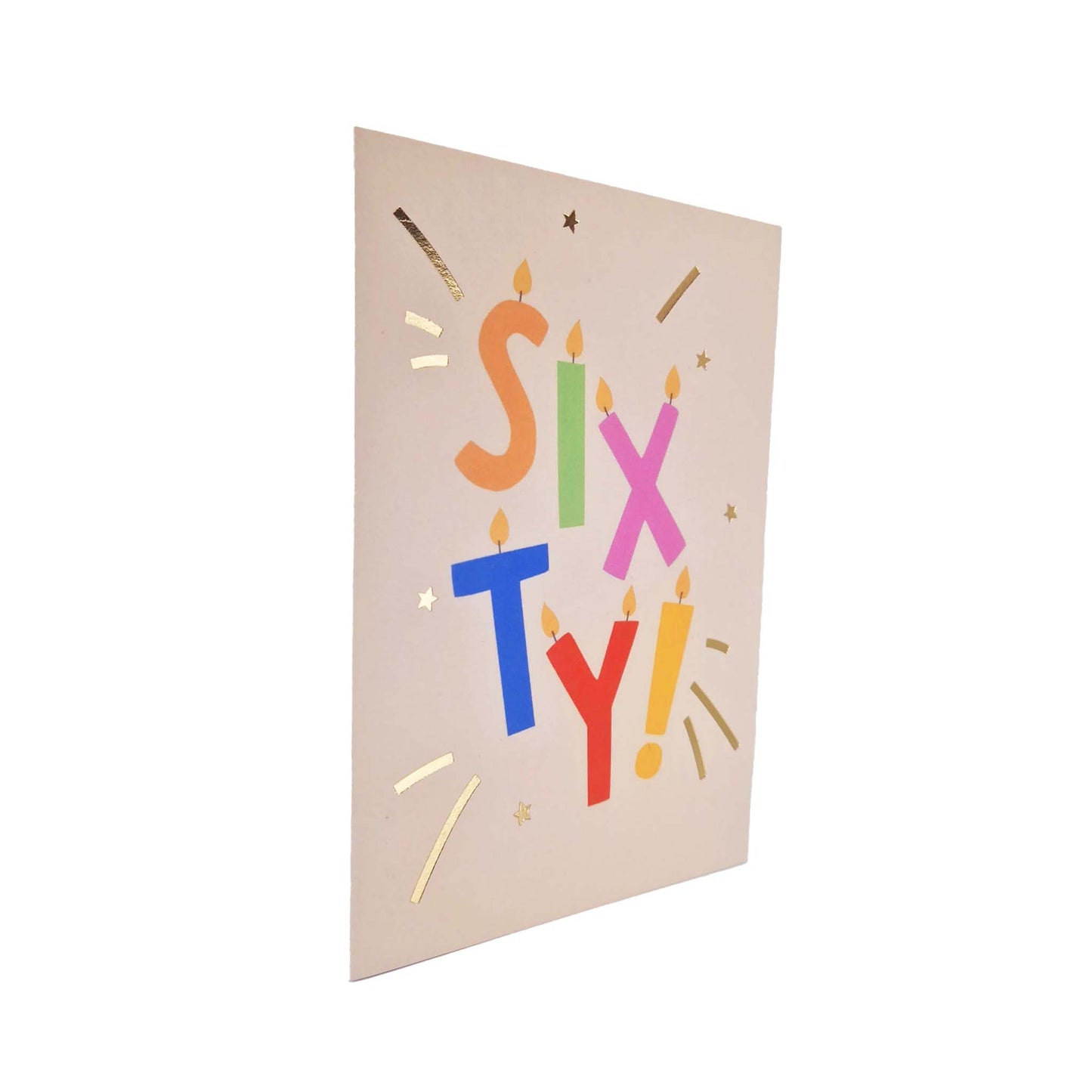 Gold Foiled Sixty! Letter Candles Birthday Card