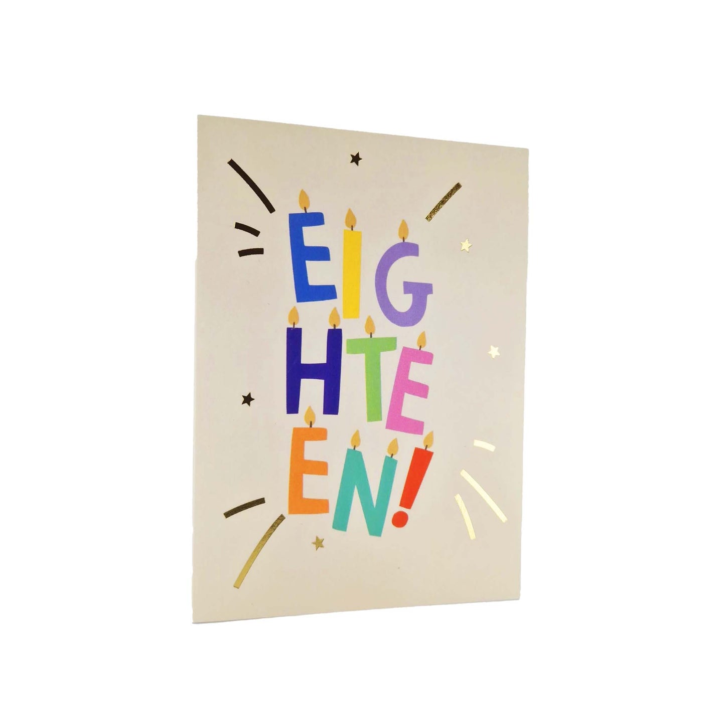 Gold Foiled Eighteen! Letter Candles Birthday Card
