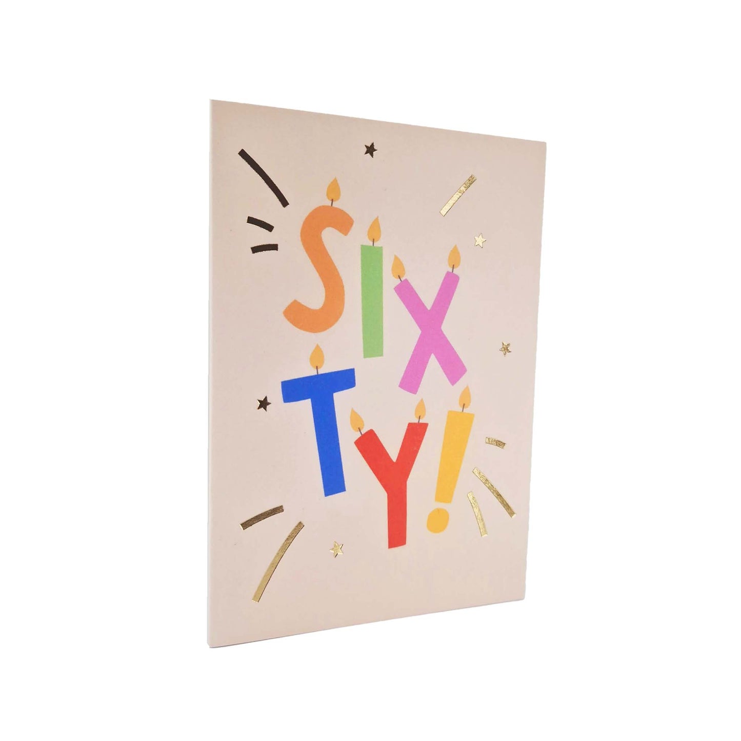 Gold Foiled Sixty! Letter Candles Birthday Card