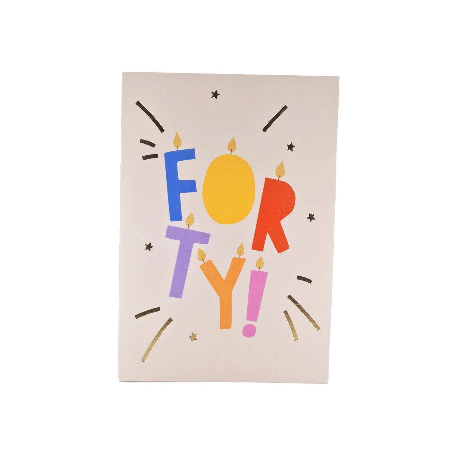 Gold Foiled Forty! Letter Candles Birthday Card
