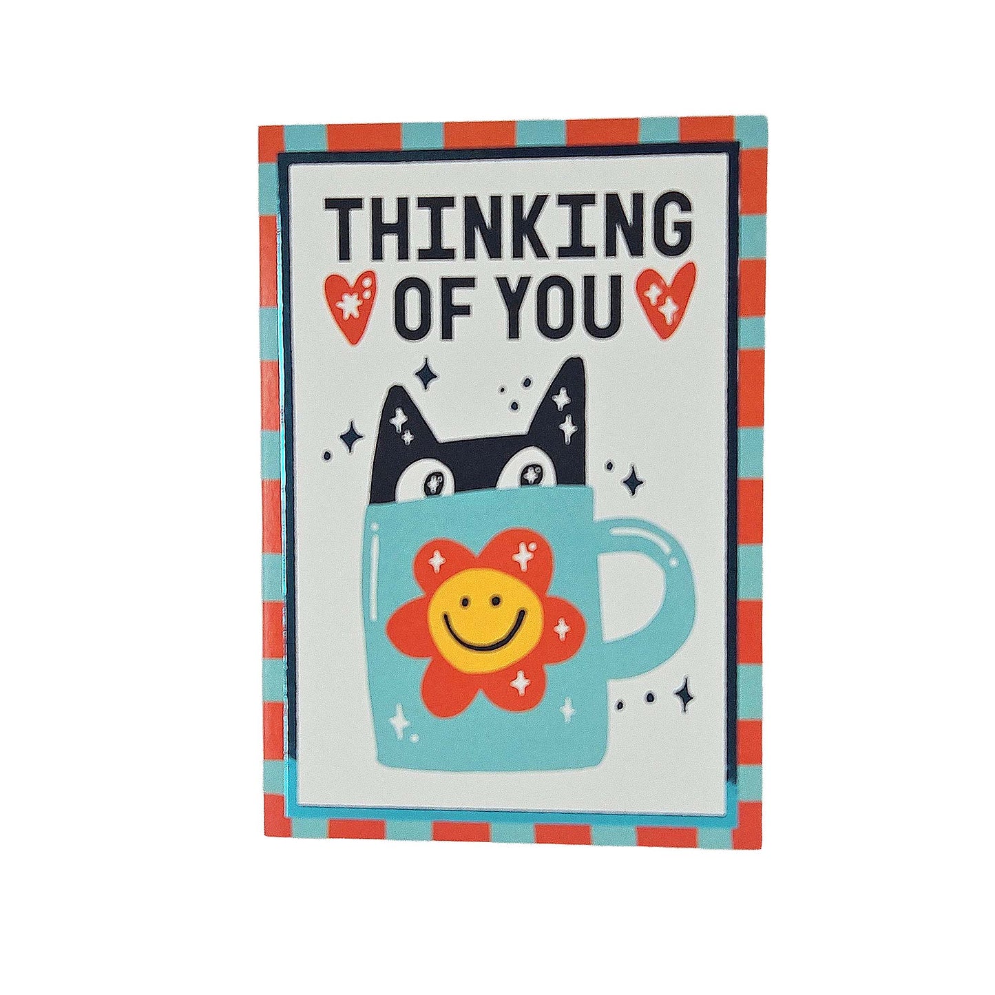 Thinking of You Cat in a Mug Foiled Card