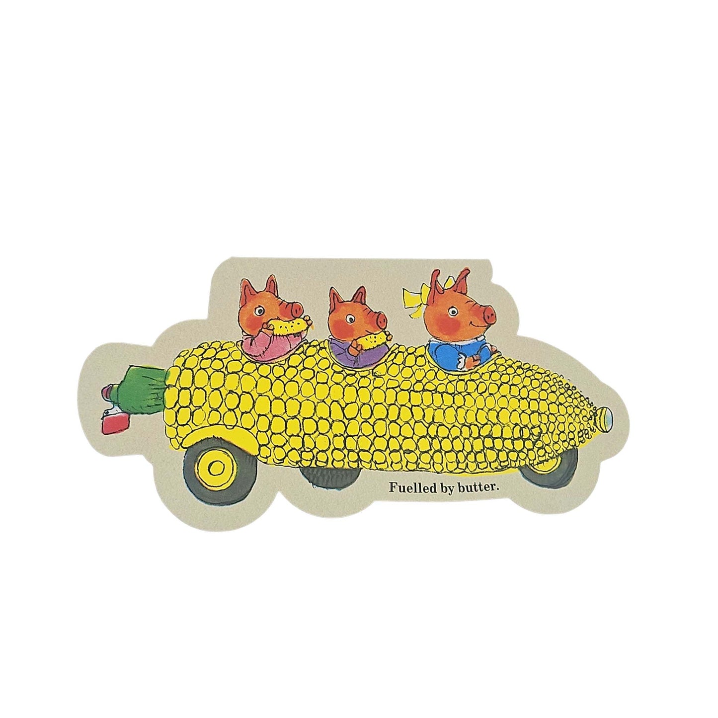 Corn on the Cob Pigs Car Richard Scarry Cutout Card