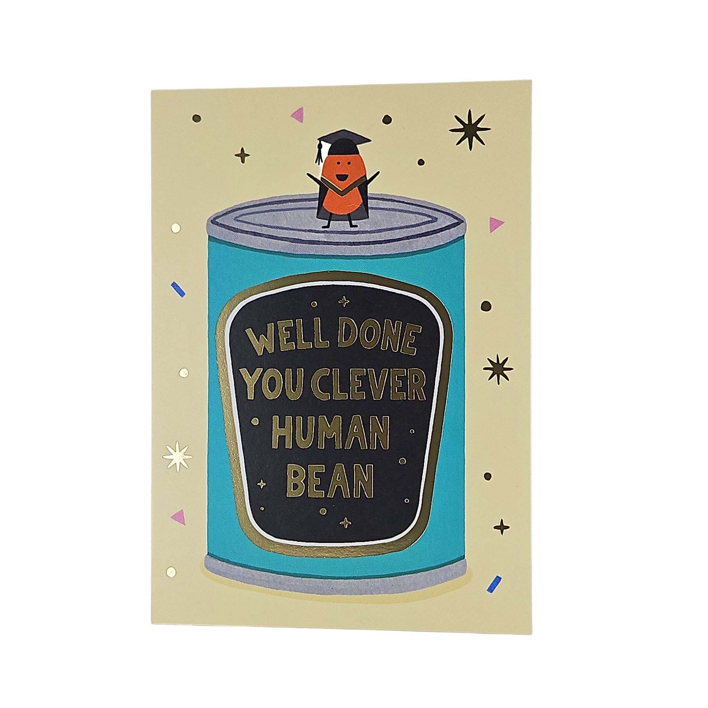 Clever Human Bean Gold Foiled Graduation Card