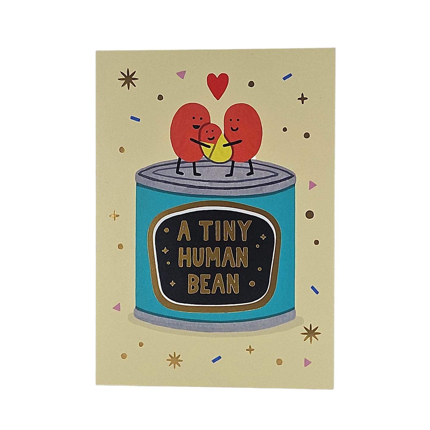 Tiny Human Bean Gold Foiled New Baby Card