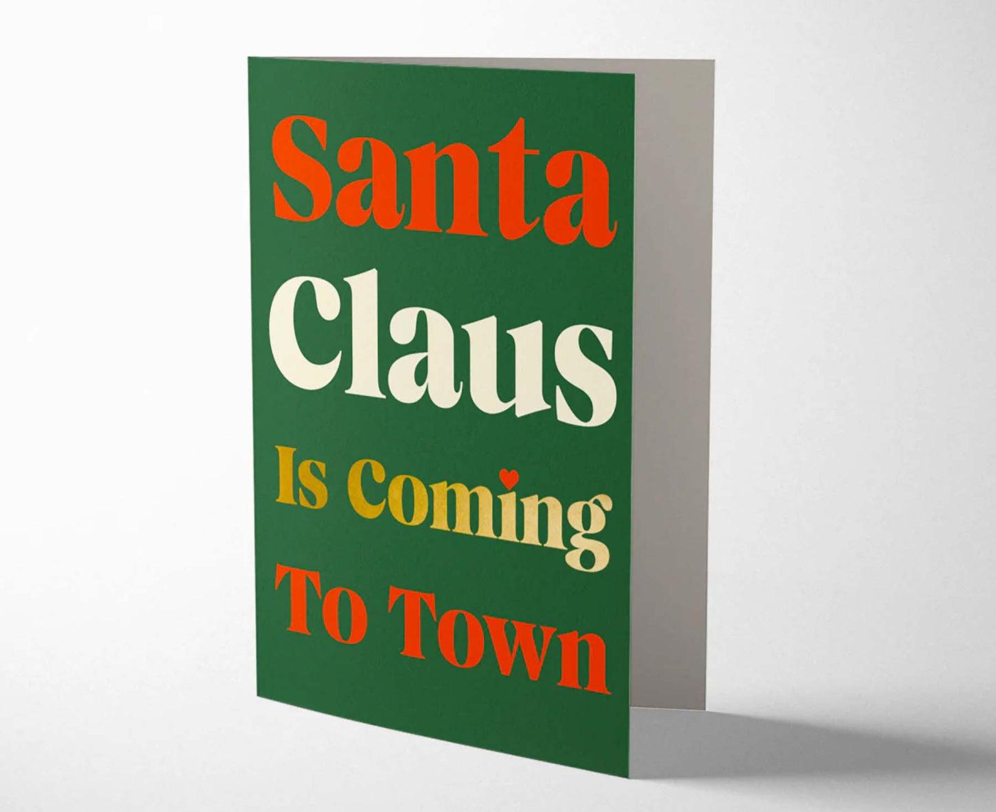 Santa Claus is Coming to Town Gold Foiled Serif Christmas Card