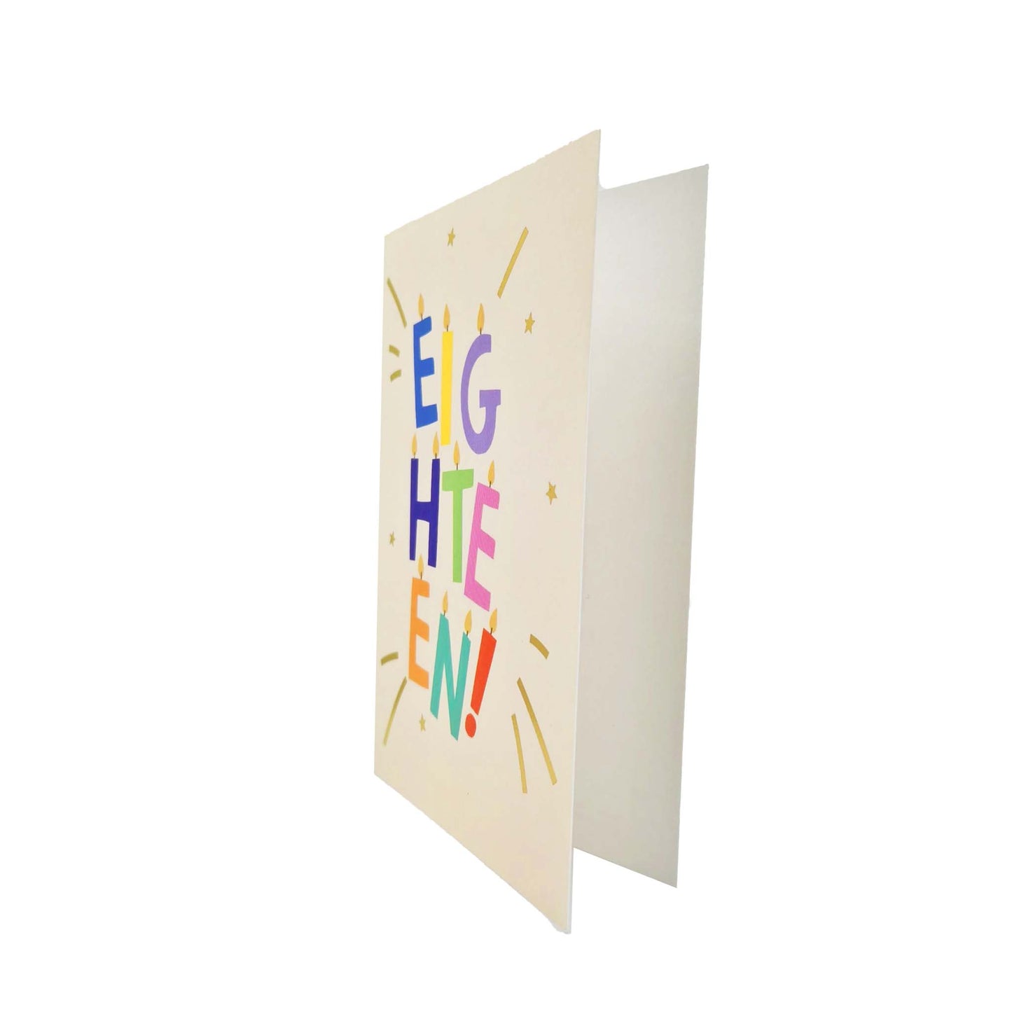 Gold Foiled Eighteen! Letter Candles Birthday Card