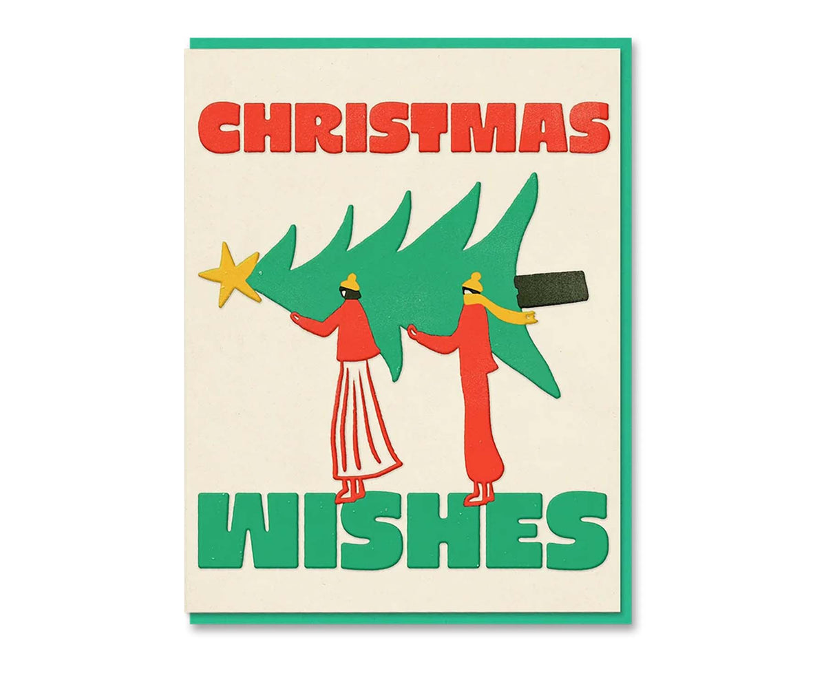 Christmas Tree Christmas Wishes Embossed Christmas Card
