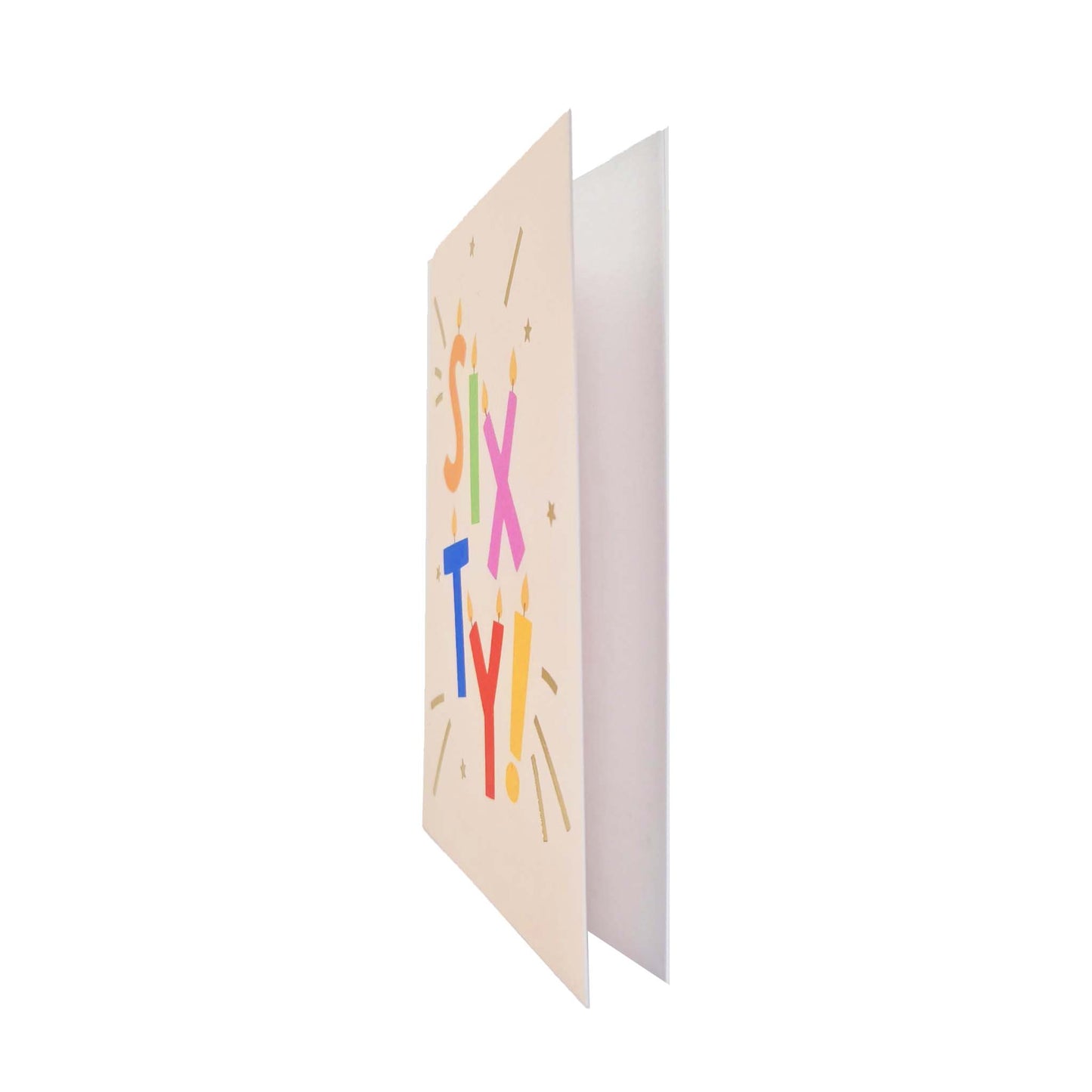 Gold Foiled Sixty! Letter Candles Birthday Card