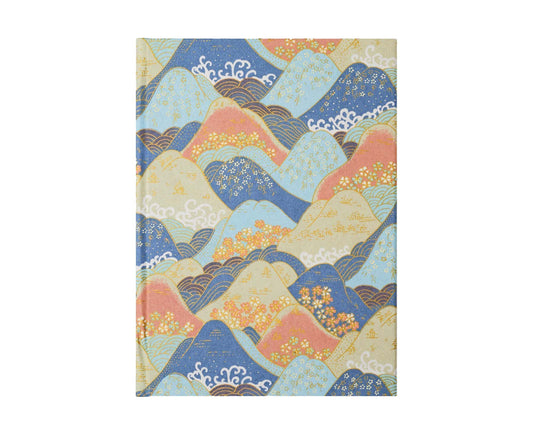 A5 Hardback Notebook Peach & Blue Rolling Hills Lined Pages