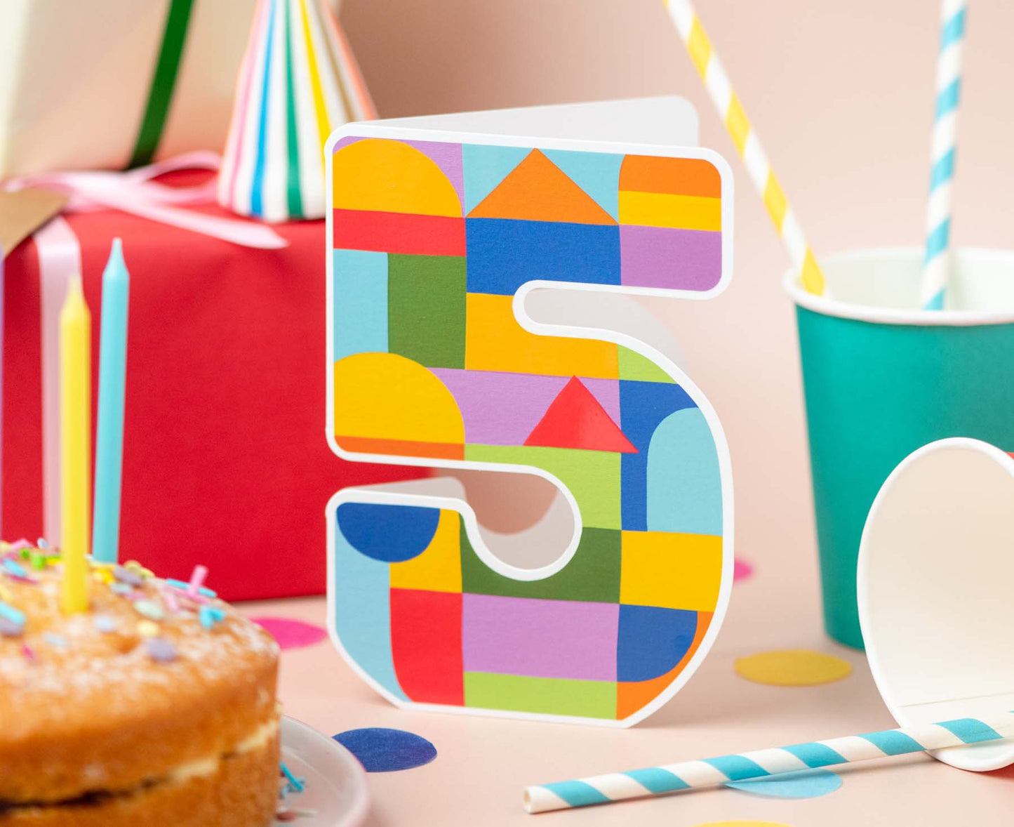 Number Five Die Cut 5th Birthday Card
