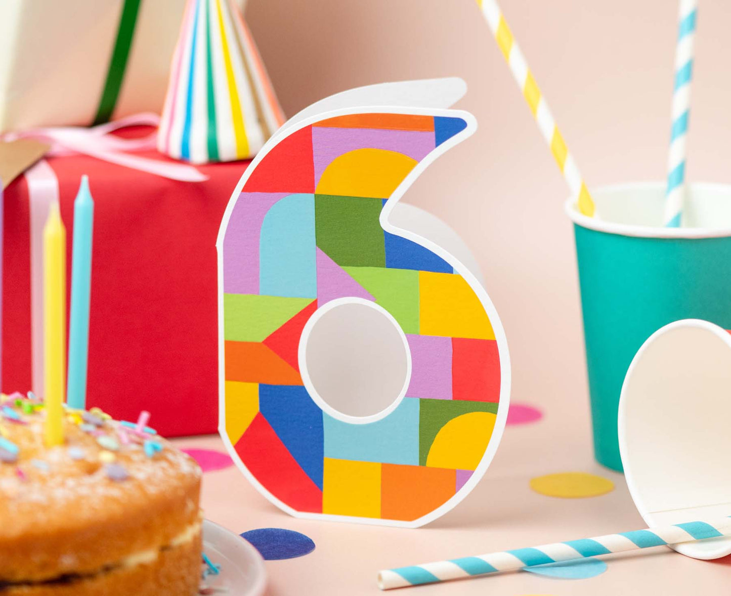 Number Six Die Cut 6th Birthday Card