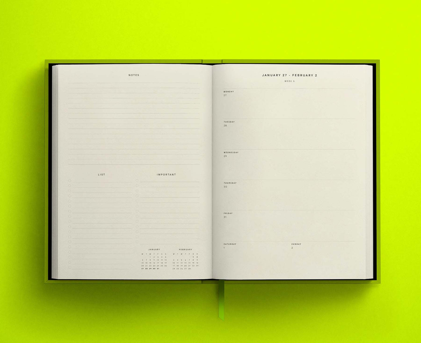 Blank Canvas Lime Green 2026 Diary