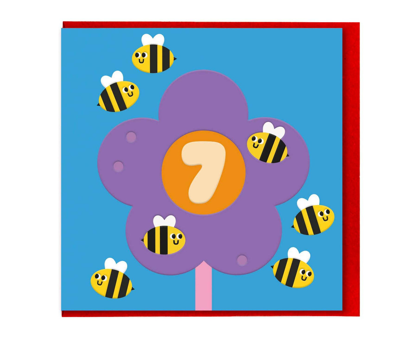Embossed 7th Birthday Bumble Bee Birthday Card