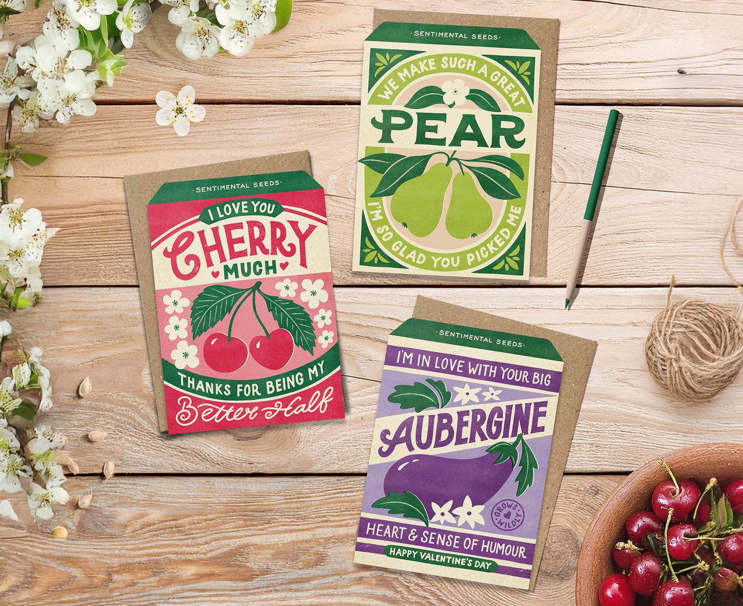 Love You Cherry Much Vintage Seed Packet Valentine's / Anniversary Card