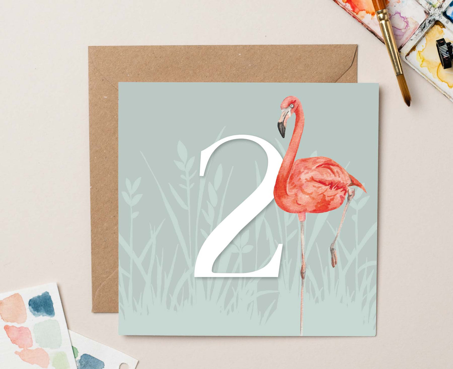 Flamingo 2nd Birthday Card