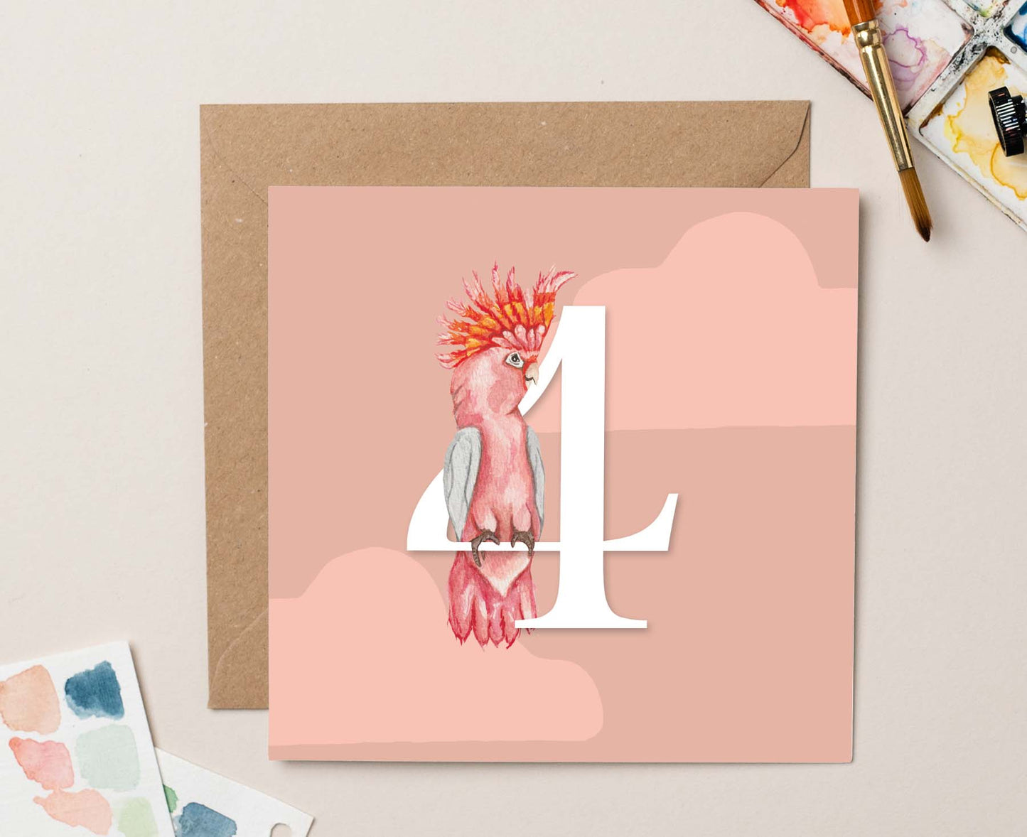 Cockatoo 4th Birthday Card