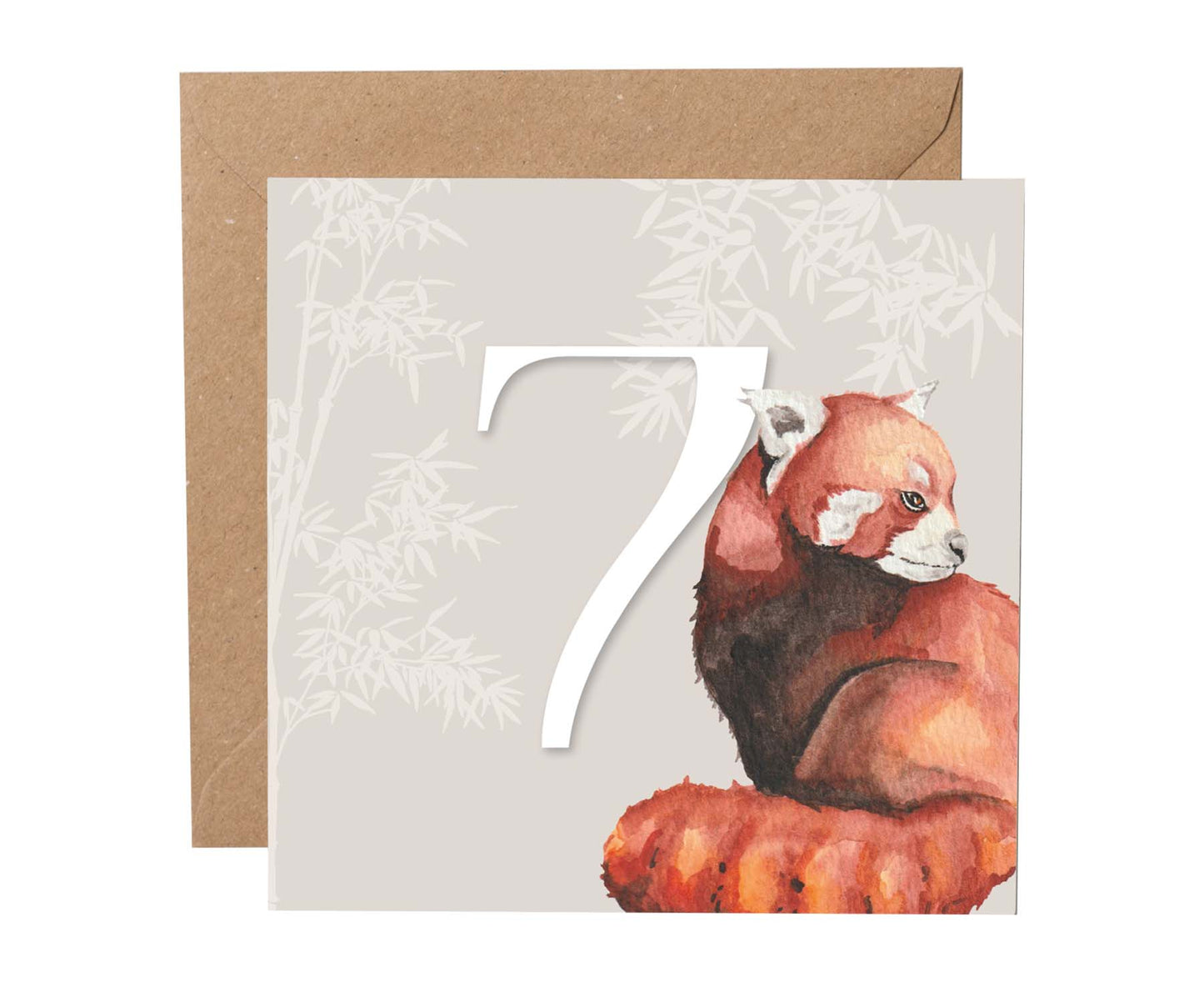 Red Panda 7th Birthday Card