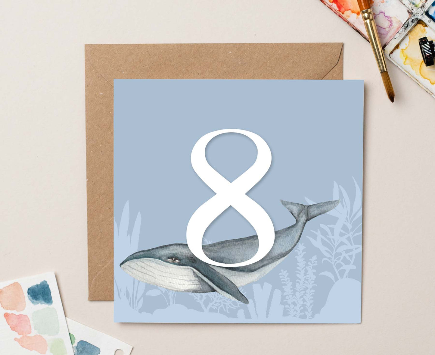 Whale 8th Birthday Card