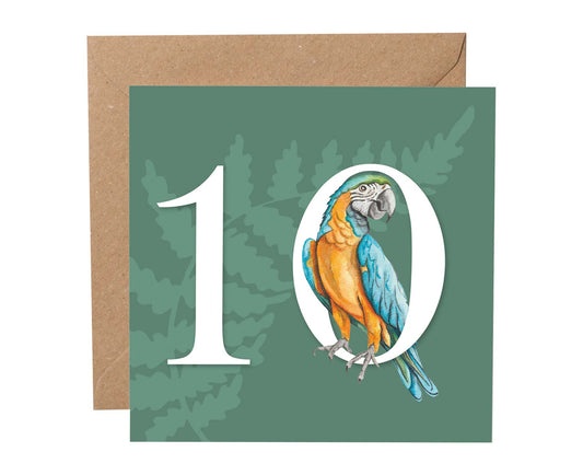 Parakeet 10th Birthday Card
