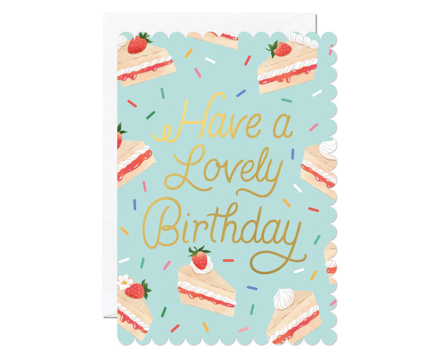 Victoria Sponge Have a Lovely Birthday Foiled Scalloped Birthday Card