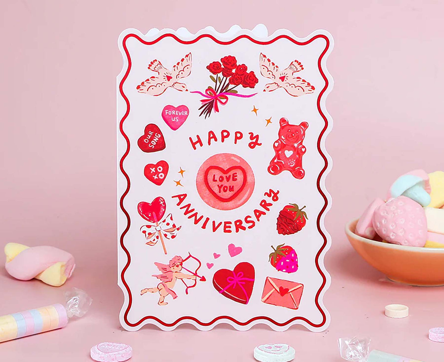 Happy Anniversary Foiled Scalloped Anniversary Card