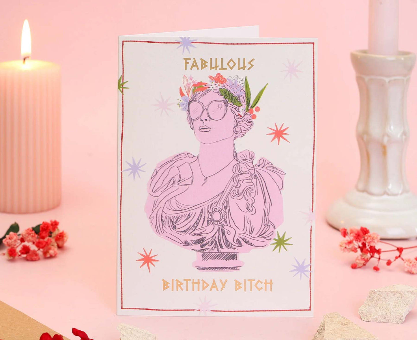 Fabulous Birthday Bitch Greek Goddess Gold Foiled Birthday Card