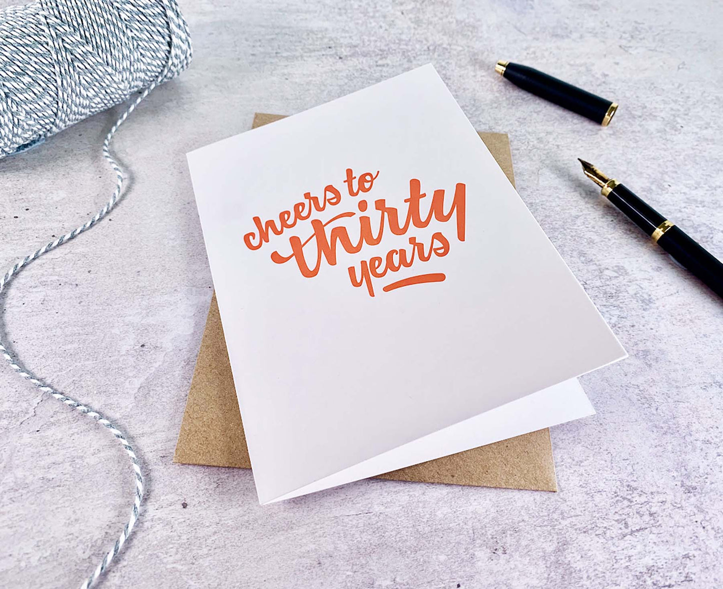 Cheers to Thirty Years Letterpress 30th Birthday Card