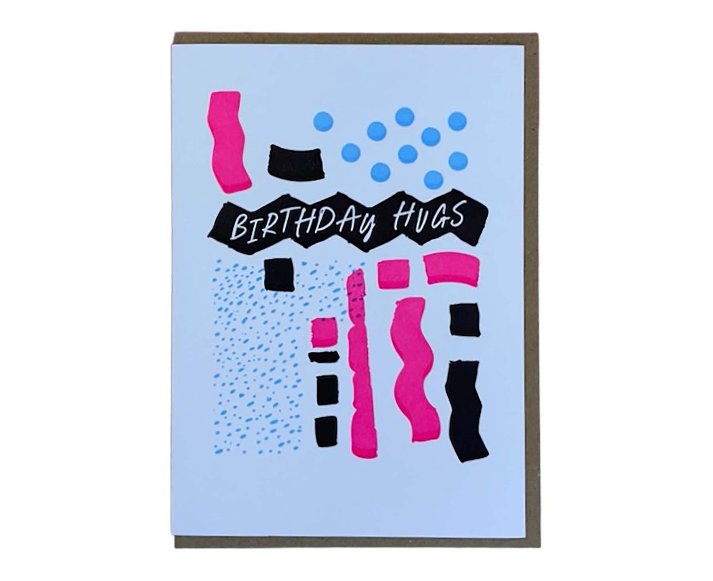 Birthday Hugs Pink Patterns Letterpress Birthday Card
