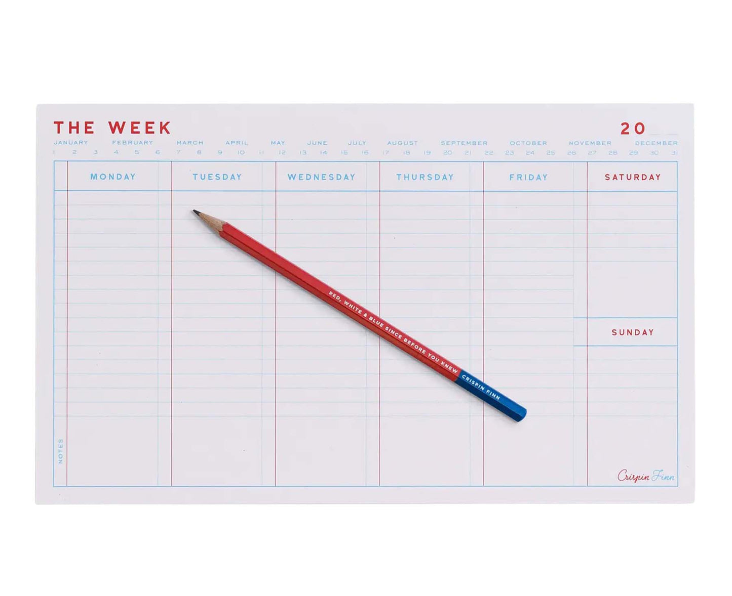 The Week Desk Pad with pencil