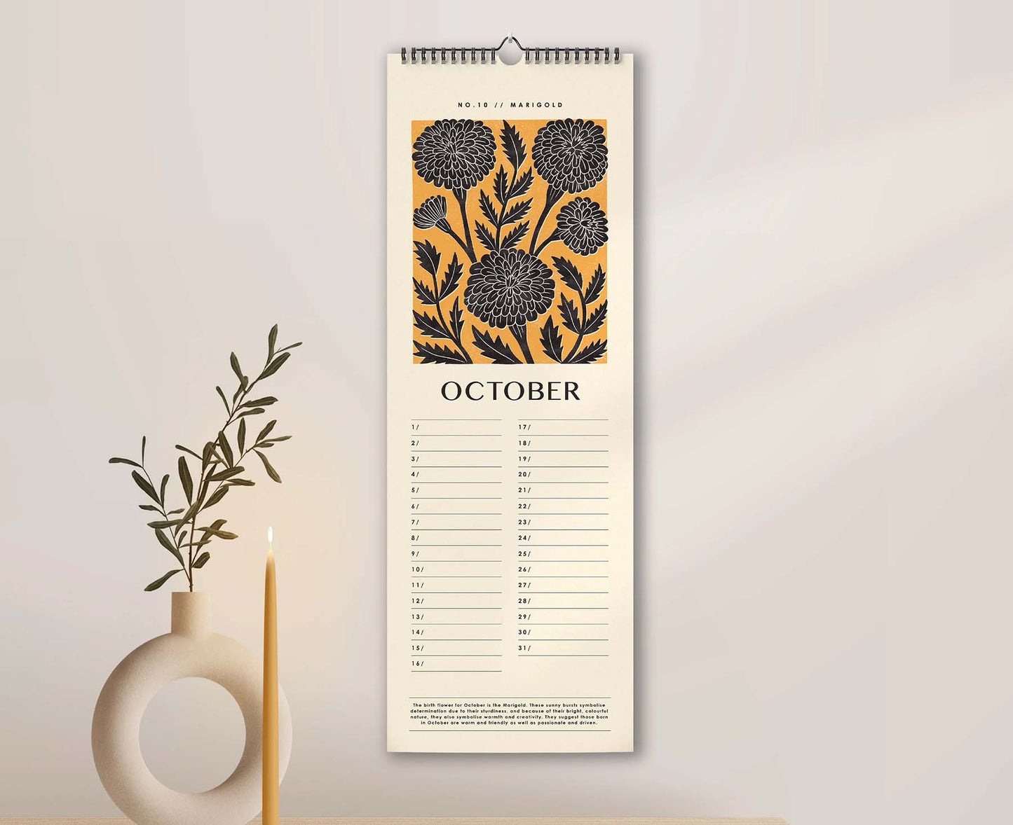 Birth Flowers Illustrated Perpetual Birthday Calendar