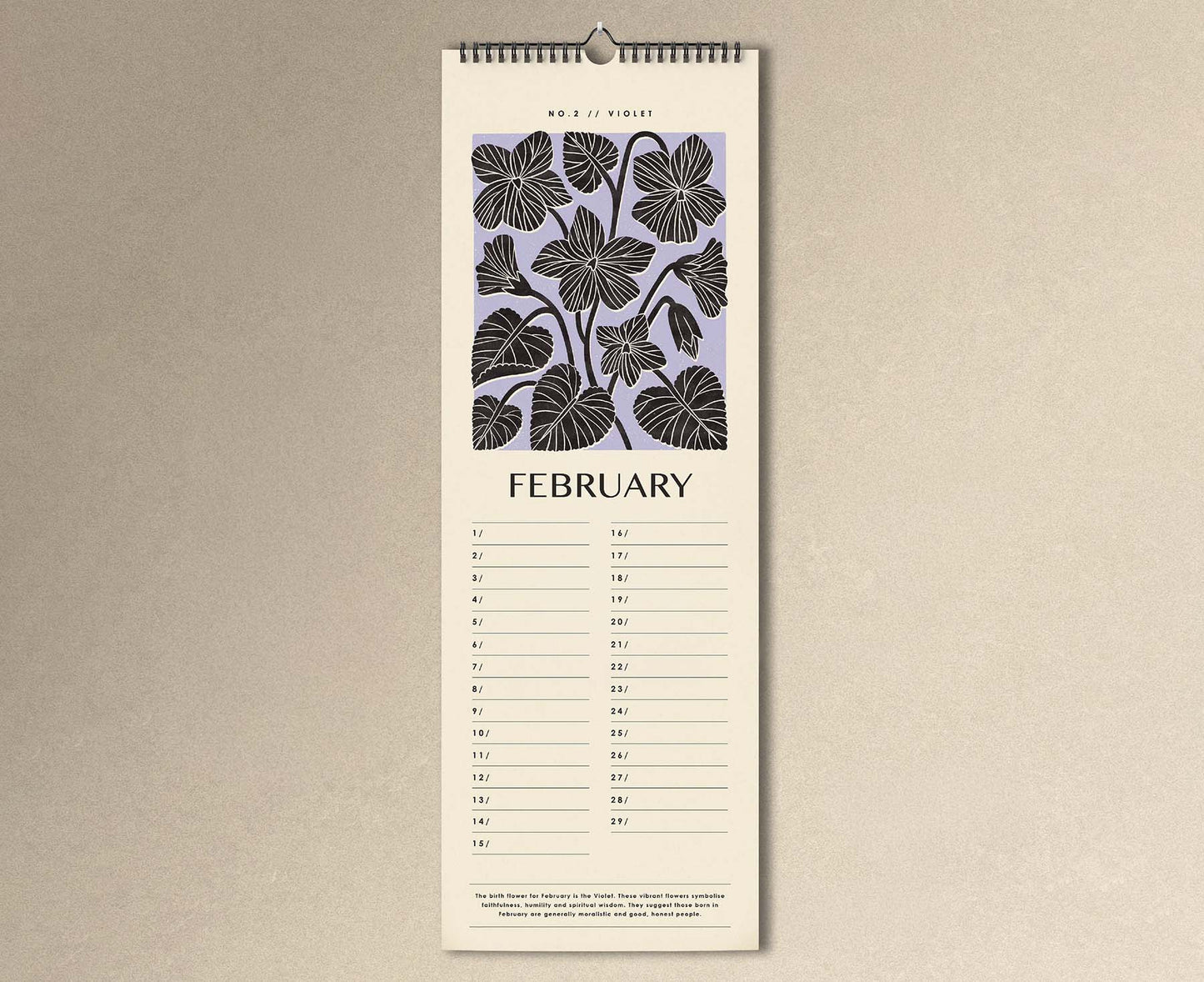 Birth Flowers Illustrated Perpetual Birthday Calendar