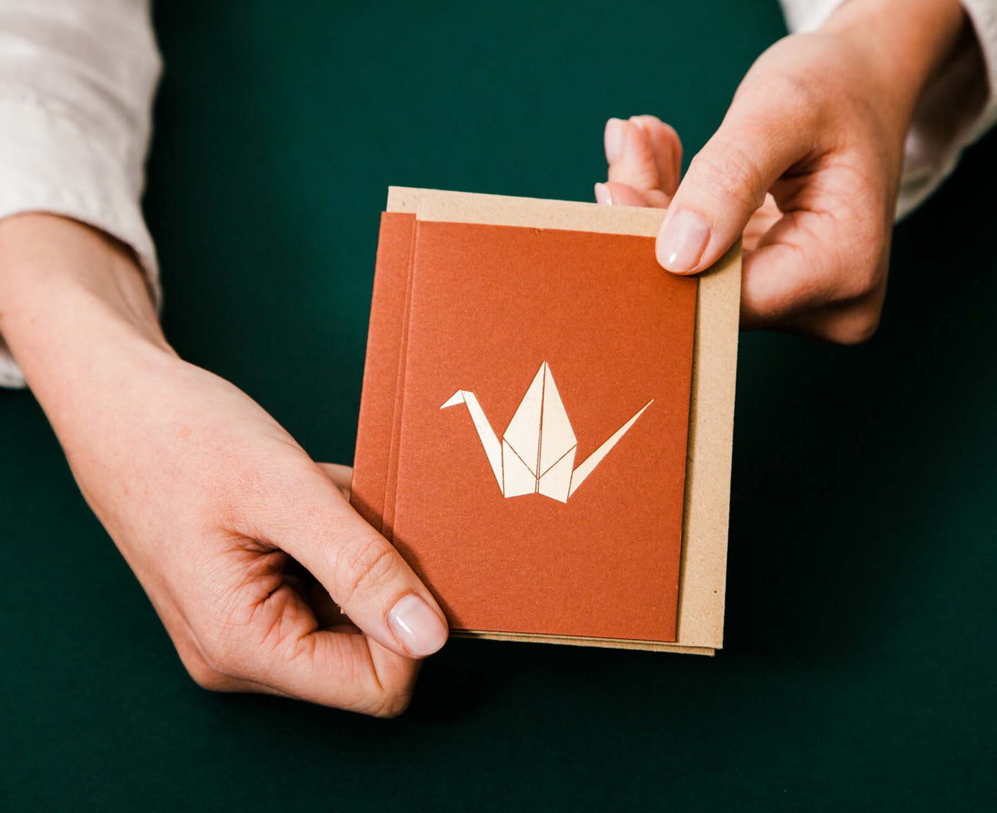 Small Foiled Blocked Paper Crane Christmas Card