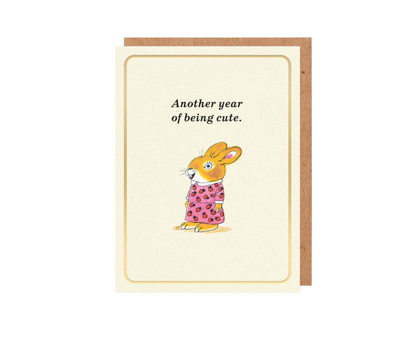 Another Year of Being Cute Richard Scarry Gold Foiled Mini Birthday Card