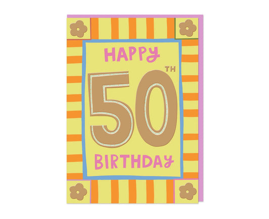 Happy 50th Birthday Gold Foiled Birthday Card