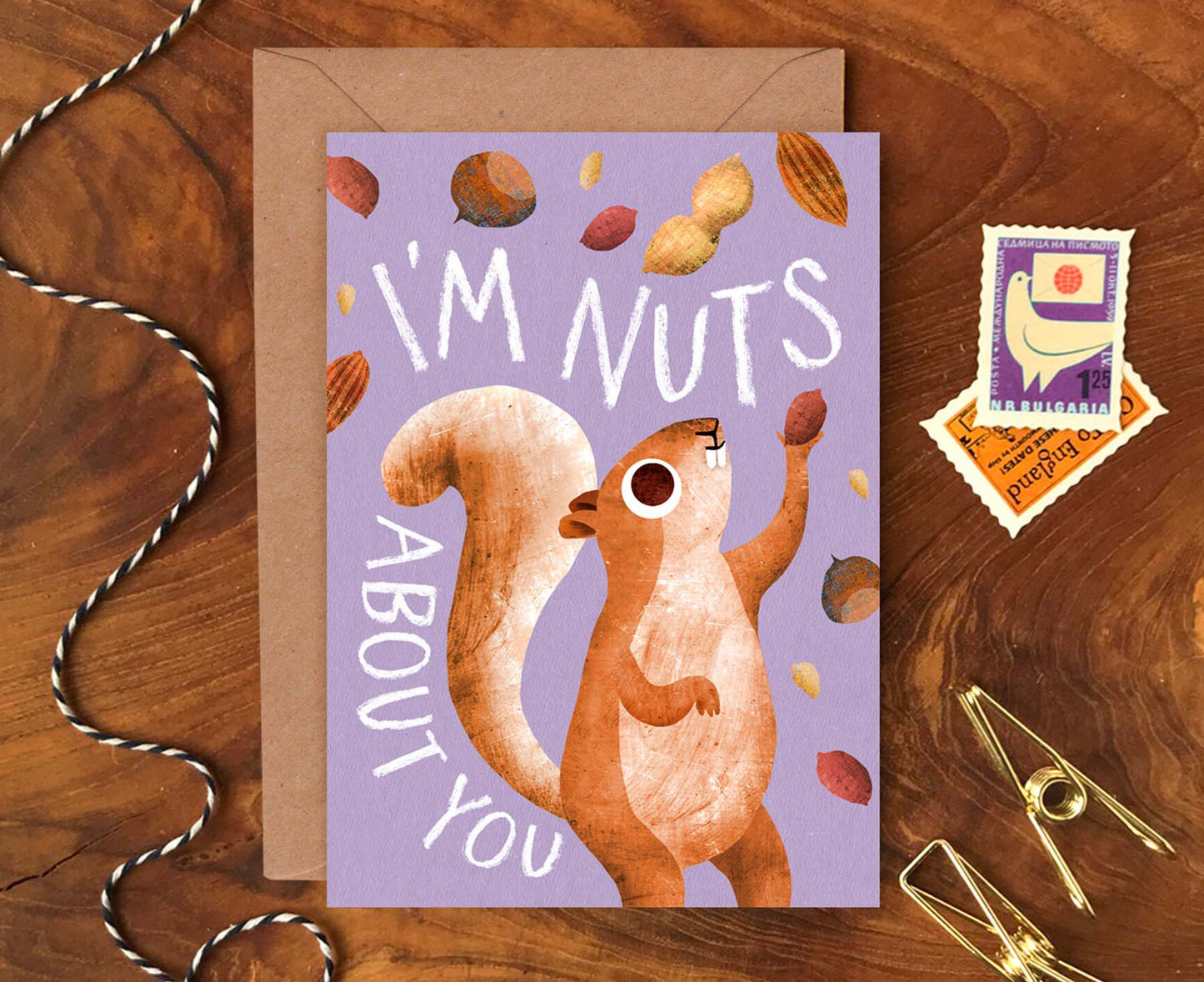 Nuts About You Squirrel Valentines Card
