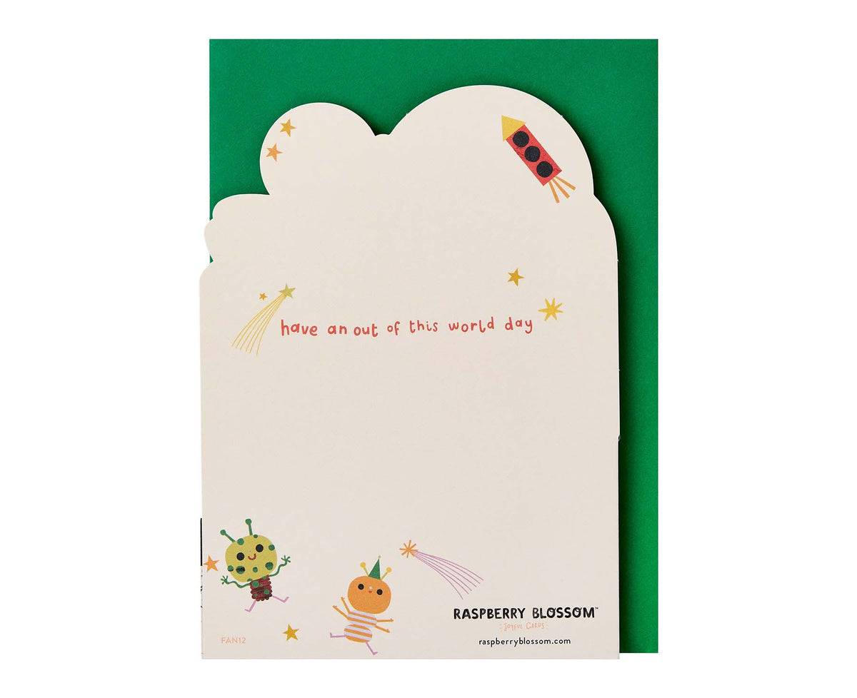 Fold Out Space Astronauts Foiled Kids Birthday Card
