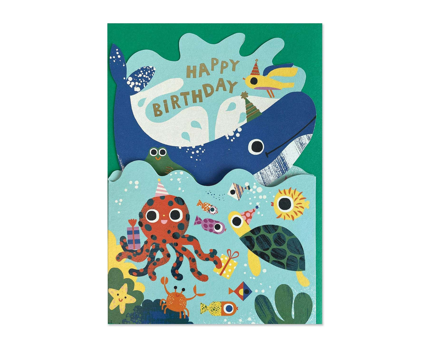 Fold Out Underwater Foiled Kids Birthday Card