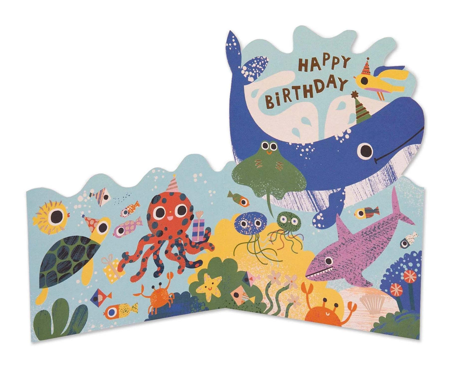 Fold Out Underwater Foiled Kids Birthday Card