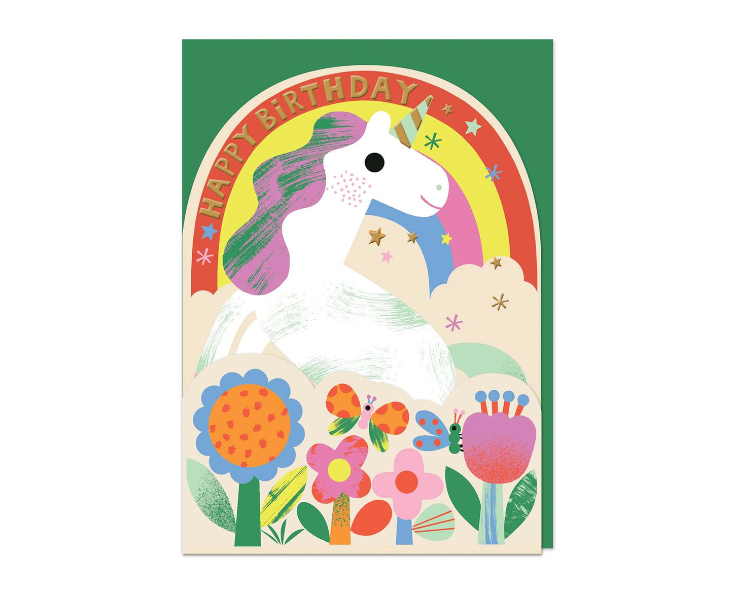 Fold Out Unicorn Foiled Kids Birthday Card