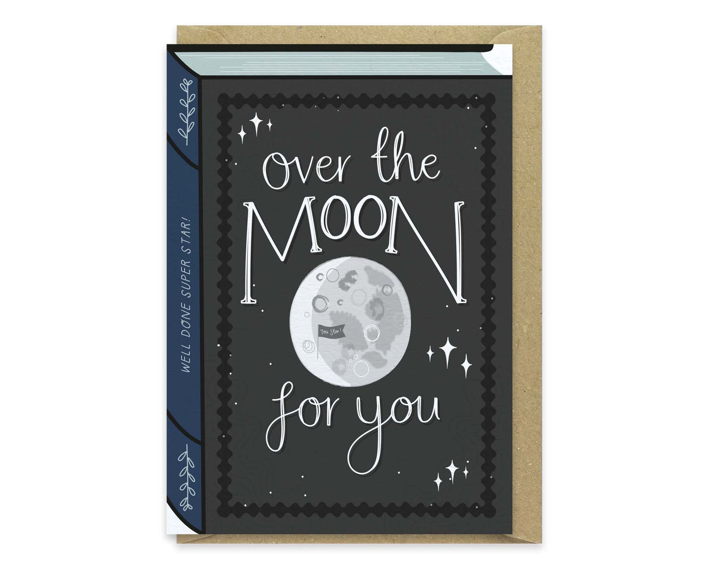 Over The Moon Book Congratulations Card