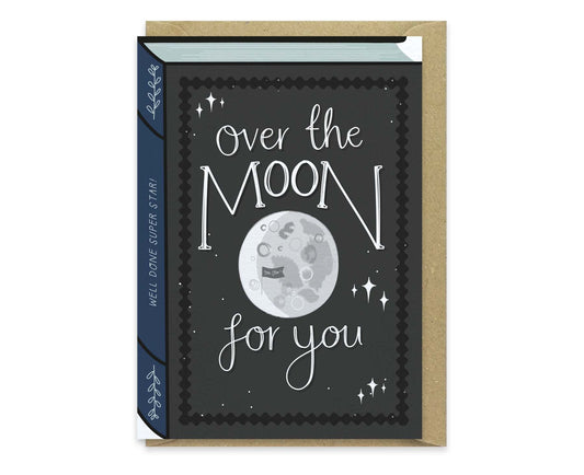 Over The Moon Book Congratulations Card