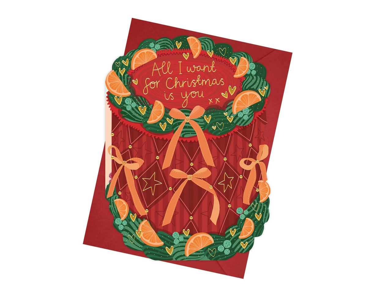 All I Want for Christmas is You Cutout Cake Christmas Card