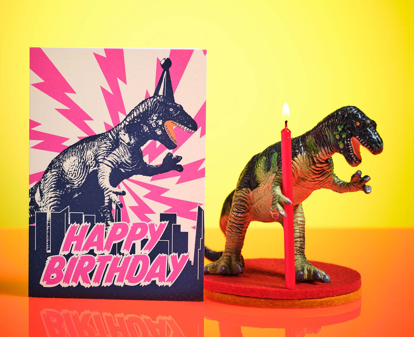 Monster Birthday Dinosaur Pink Birthday Card