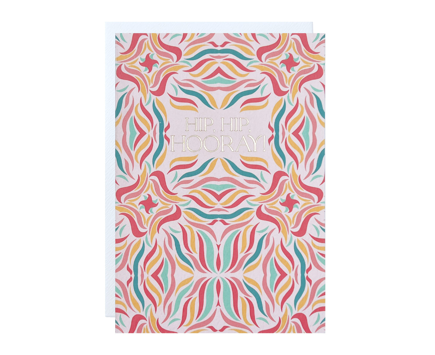 Foiled Hip Hip Hooray! Congratulations Card in Tutti-Frutti Swishes